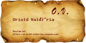 Oriold Valéria névjegykártya